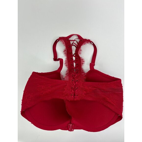 Victoria's Secret Very Sexy Push Up Front Close Lace Bra Red 32DDD - Picture 4 of 5